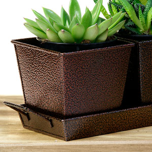 Metal  Powder Coated Brown Herb Container